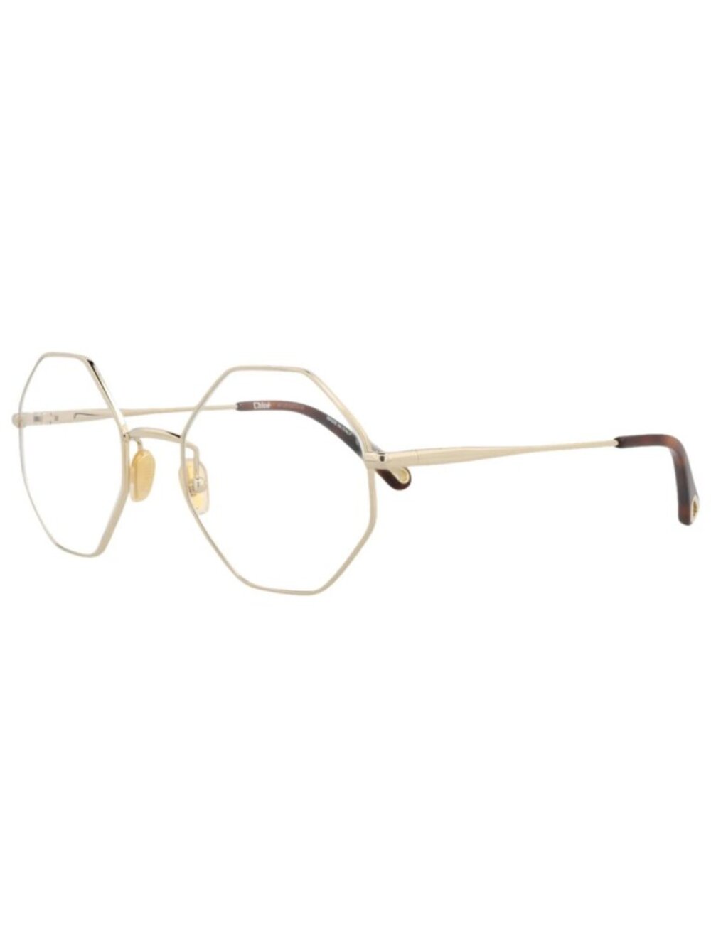New Chloé Women's Eyeglasses Square Rectangle Metal Frame Gold Gold Transparent